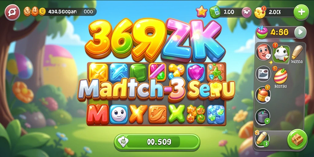 Screenshot menunjukkan gameplay seru di 369ZK dengan kombinasi warna-warni.
