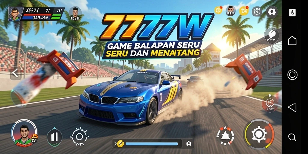Tampilan menarik dari gameplay <strong>7777W</strong> yang penuh aksi balapan.