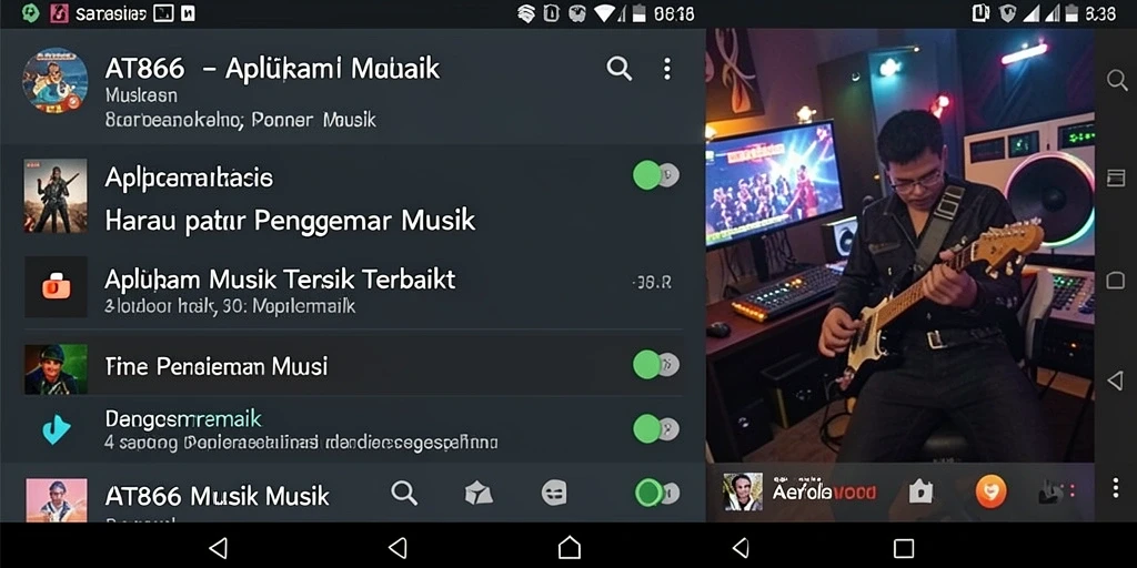 Screenshot AT866 menampilkan pengalaman seru mendengarkan musik interaktif.