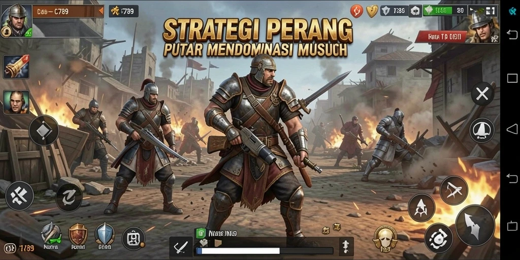 Tampilan gameplay C789 menampilkan strategi perang yang intens.