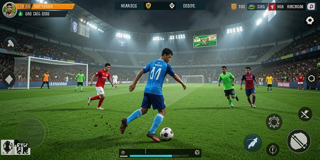 Gameplay D06 yang menegangkan di lapangan sepak bola.