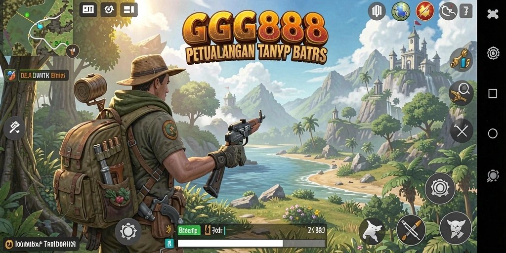Screenshot gameplay GGG888 menampilkan eksplorasi dunia yang luas dan penuh tantangan.