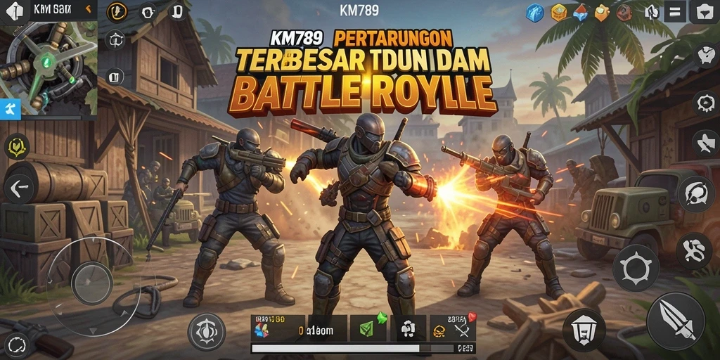 Gambaran gameplay seru di KM789 dengan pertarungan intens Battle Royale.