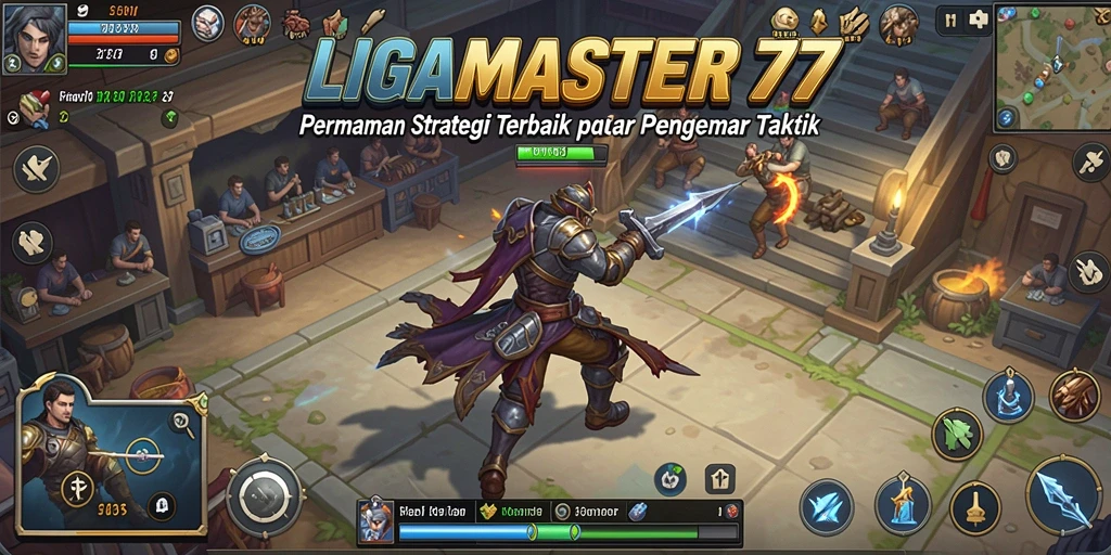 Tampilan gameplay LIGAMASTER77 menampilkan pertempuran strategis yang intens.