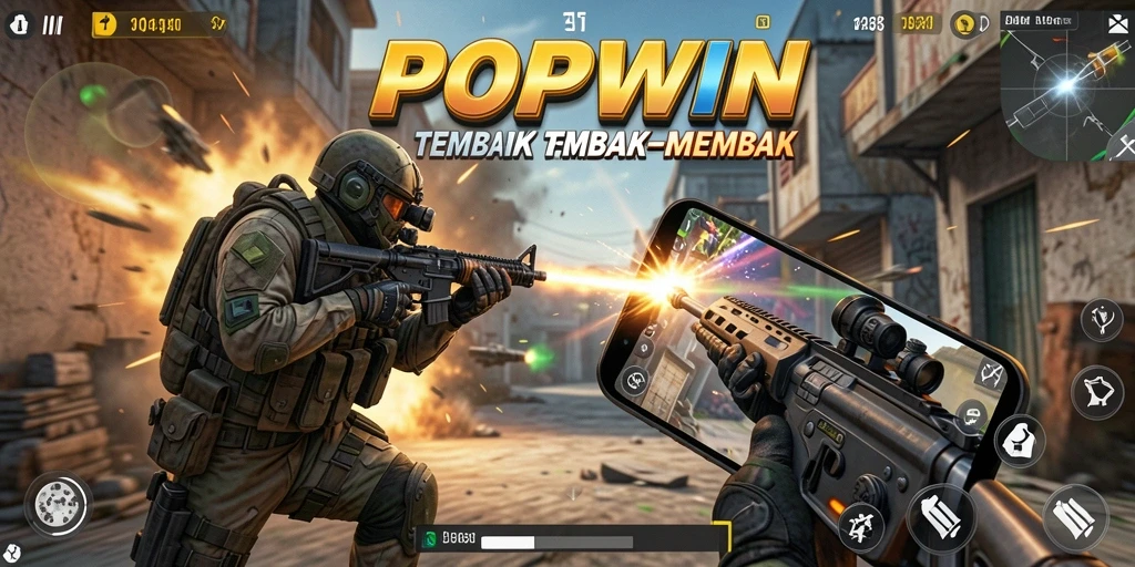 Screenshot menunjukkan aksi menembak intens dalam gameplay FPS.
