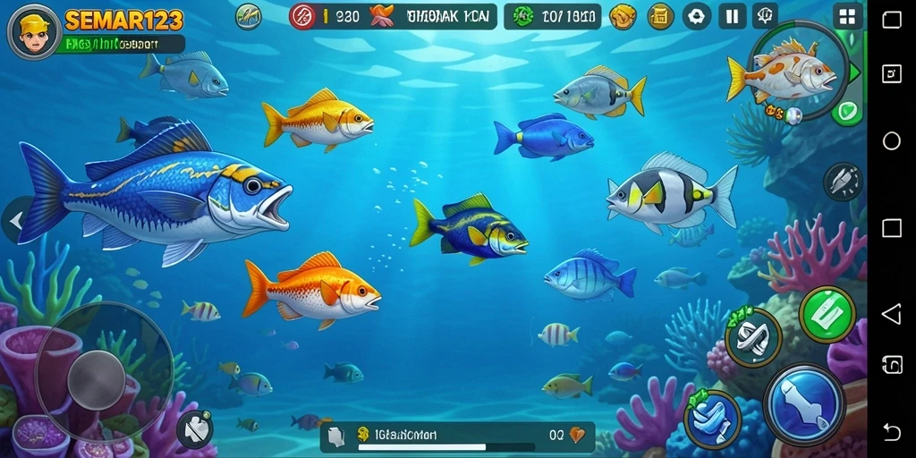 Tampilan gameplay seru di SEMAR123 dengan aksi Tembak Ikan.