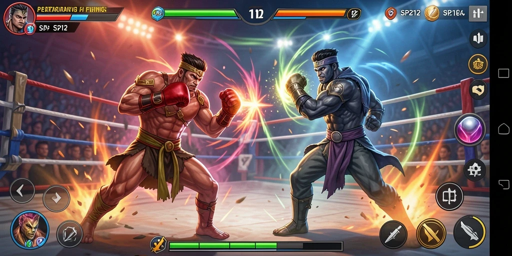 Tampilan gameplay SP212 yang menegangkan dalam pertarungan Fighting.