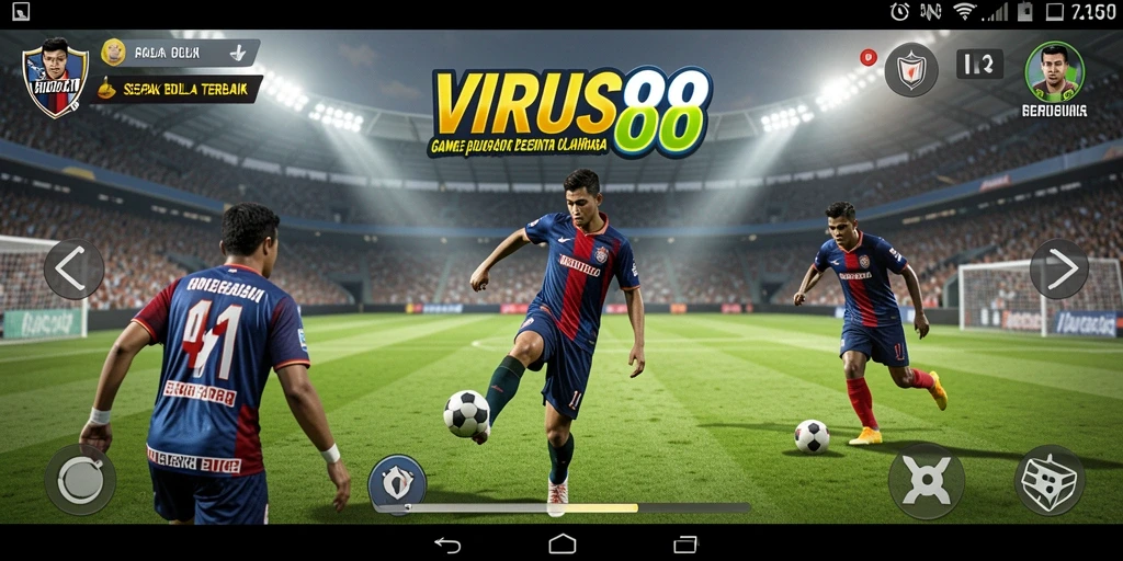 Tampilan gameplay yang menegangkan dalam permainan sepak bola.